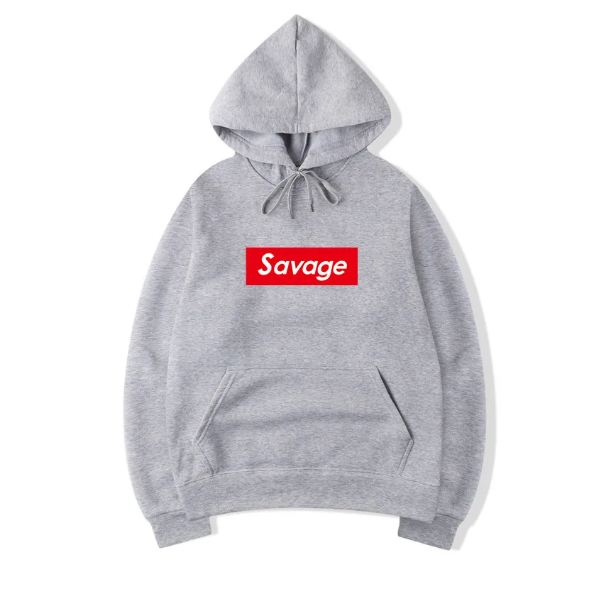 Light gray Новые мужские толстовки с капюшоном Savage, худи Parody No Heart X Savage Mode, убойная банда ATL, хлопковые толстовки с длинными рукавами Suprem - Цвет: Light gray