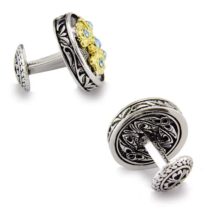 Спартанские тройские эпические запонки из белого золота с гальваническим