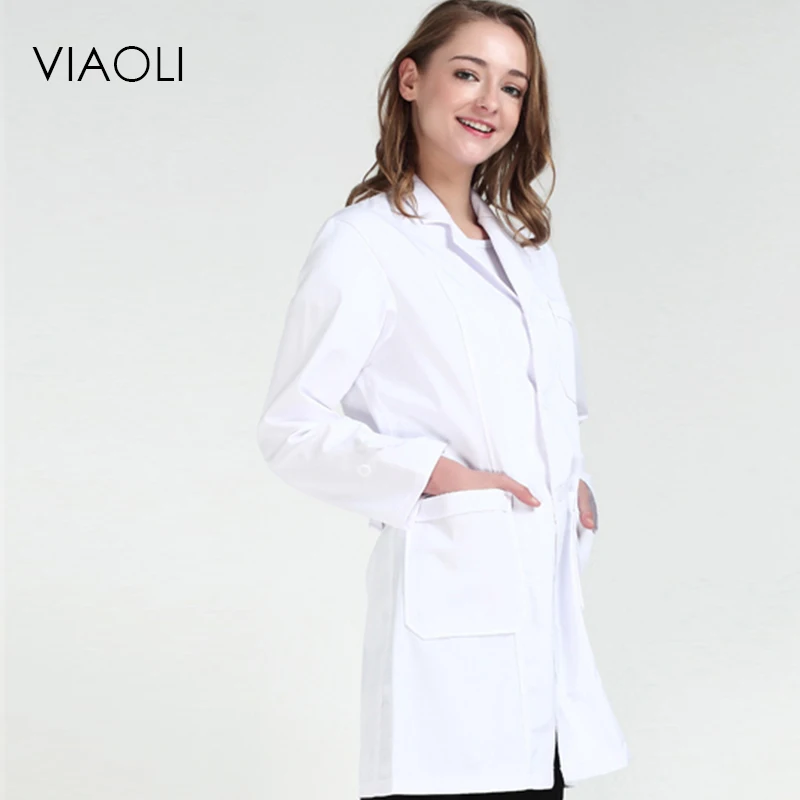 Viaoli, женское медицинское пальто с длинным рукавом, Униформа, медицинская лабораторная куртка, больница, доктор, одежда, костюм с воротником
