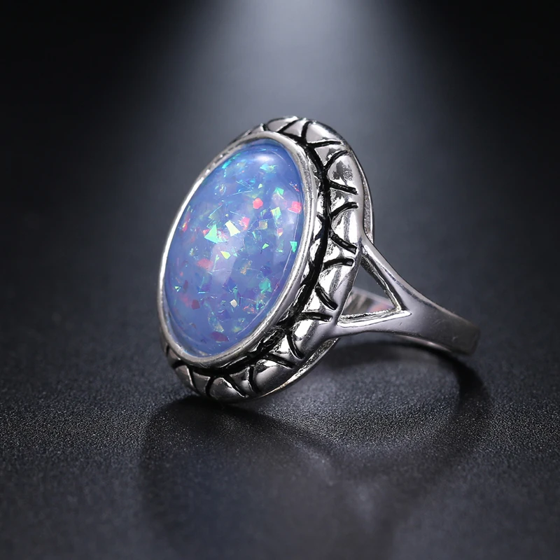 Женское винтажное Помолвочное кольцо LZX серебряное синее с кристаллами |