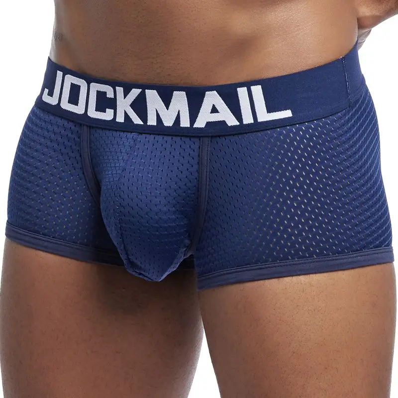 Тёмно-синий JOCKMAIL, новинка, боксеры, мужское нижнее белье, дышащая сетка, сексуальное мужское нижнее белье, трусы, cueca, боксеры, боксеры, мужские шорты, calzoncillos - Цвет: Тёмно-синий