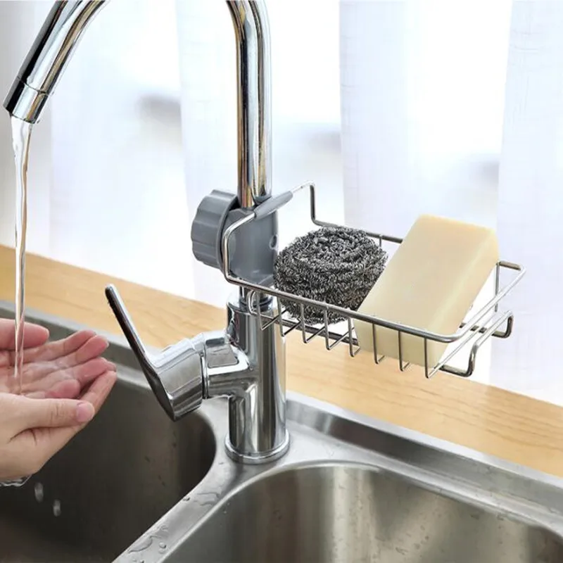 

Drain Basket Stainless Steel Shelf Kitchen Faucet Sink Storage Rack Multifunction Adjustable Kitchen Bath Tools Sink Holder
