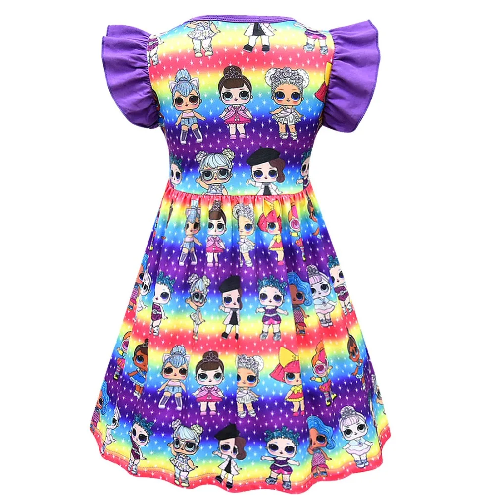 2019 Summer New Princess Dress Flying Sleeves Girls Dresses Ball Gown Cartoon Print Baby Clothes Kids | Детская одежда и обувь