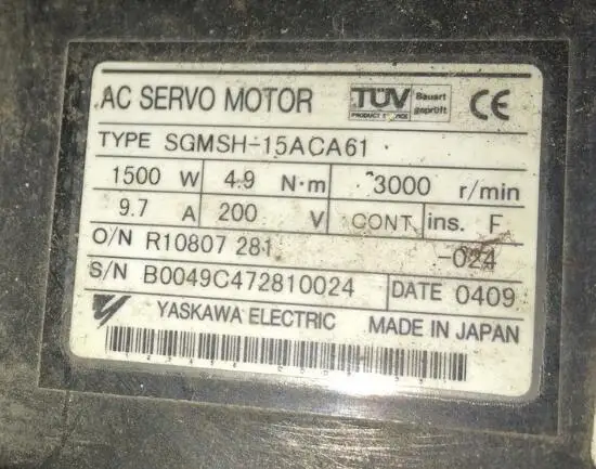 

Servo motor SGMSH-15ACA61 , 90% appearance new ; 3 months warranty ; in stock, fast delivery