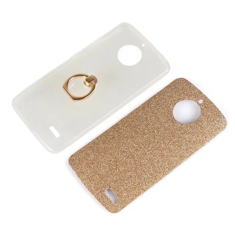 For MOTO E4 XT1762 XT1772 Case Transparent Soft TPU Glitter Metal Ring back cover Plus XT1773 phone case |
