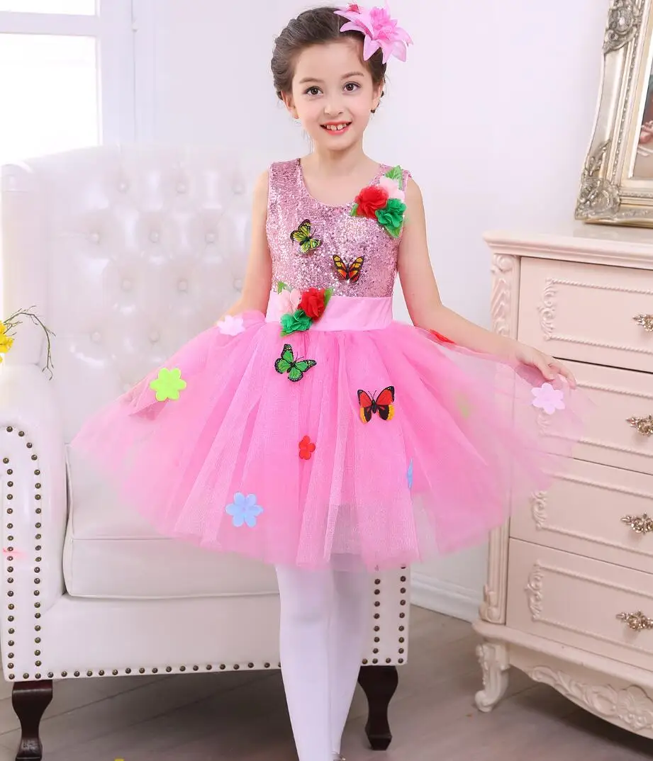3-14y Knee-Length Kids Sequin Flower Girls Dress Pageant Party Wedding Ball Gown Prom Princess Formal Occassion | Детская одежда и