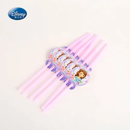 straws 6pcs София для детского дня рождения Декоративная скатерть для вечеринки набор принцесса София вечерние наборы события вечерние наборы; детский душ украшения - Цвет: straws 6pcs