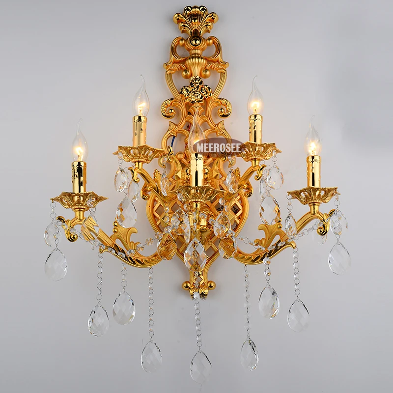 Светильник Настенный золотистый с кристаллами бра 5 ламсветильник для спальни