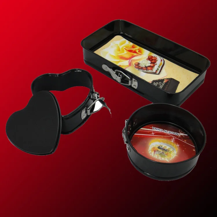 

3 шт./лот квадратная круглая сковорода для торта в форме сердца из углеродистой стали съемный антипригарный мусс помадка формы для торта инс...