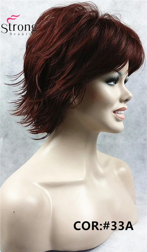 StrongBeauty короткий светло-коричневый подчеркивает Feathery Shaggy полный синтетический парик выбор цвета - Цвет: 33A