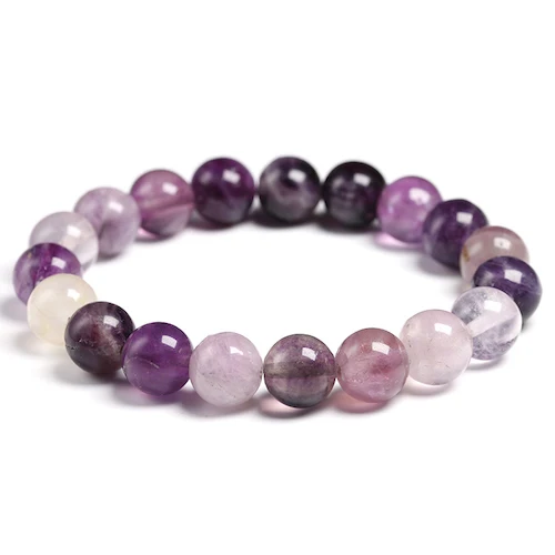 Beads 10mm Натуральный драгоценный камень пурпурный флюорит из бисера 6 мм 8 мм 10 мм круглый шар Strand браслет женские ювелирные изделия ручной работы уникальный подарок - Цвет камня: Beads 10mm