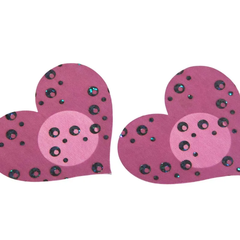 Розовые блестящие накладки на соски в форме сердца наклейки женские невидимые