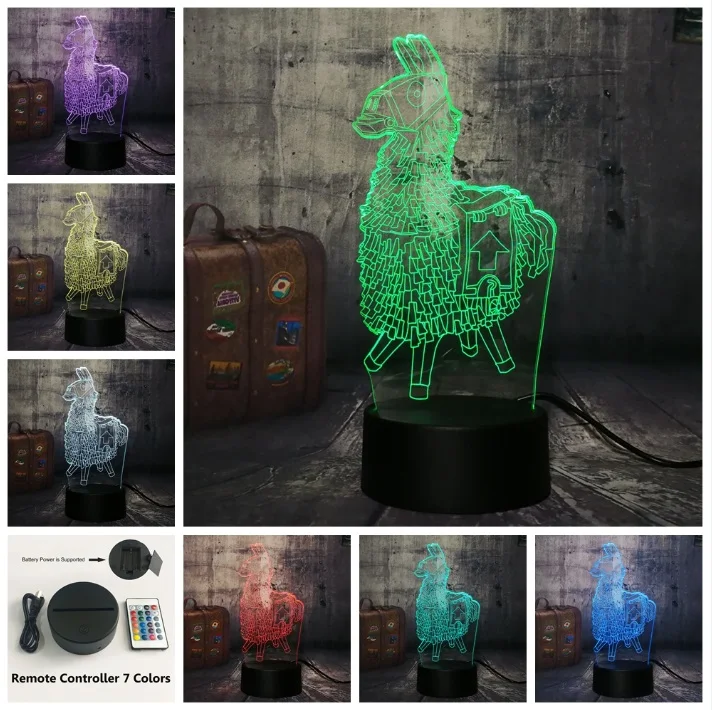 Controller 7 Color Деревянный конь груди Битва Игра TPS PUBG настольная лампа 7 цветов 3D светодиодный ночной Светильник для мальчиков Рождественский подарок домашний декор вулканической лавы - Испускаемый цвет: Controller 7 Color