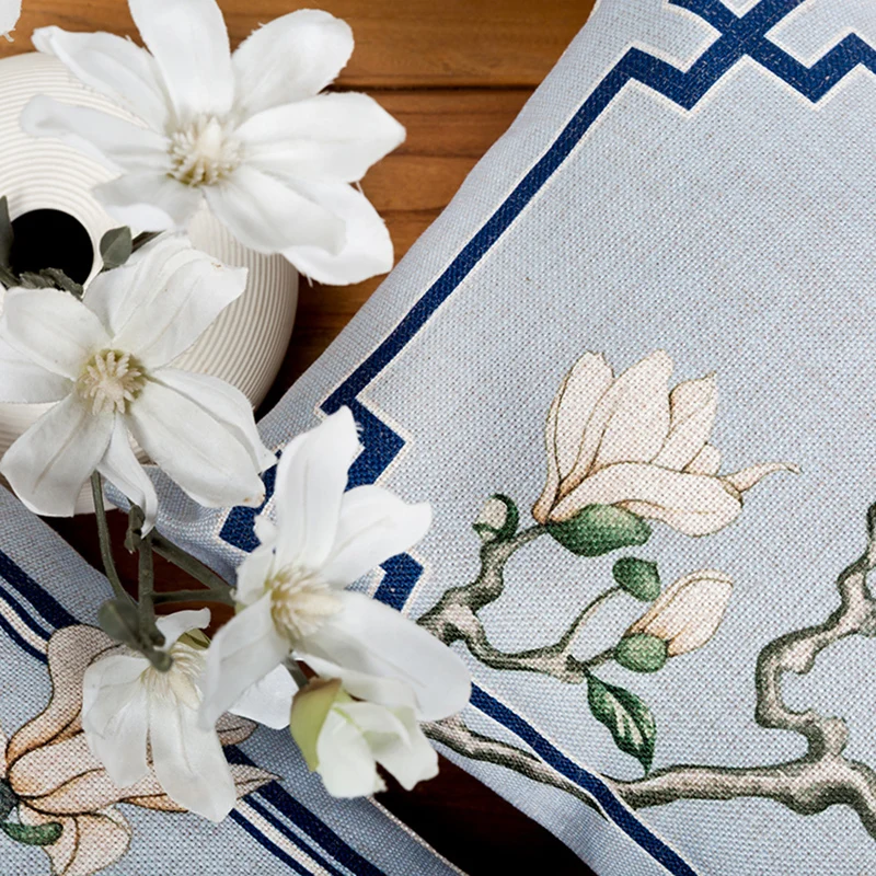 Китайский Геометрия Элегантный Жасмин Цветок Наволочка Подушка Белье Хлопок