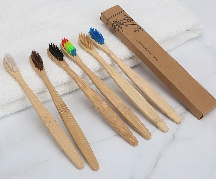 DHL 200pcs Soft Fibre Environmentally Wood Toothbrush Bamboo ToothBrush Wooden Handle Tooth brush