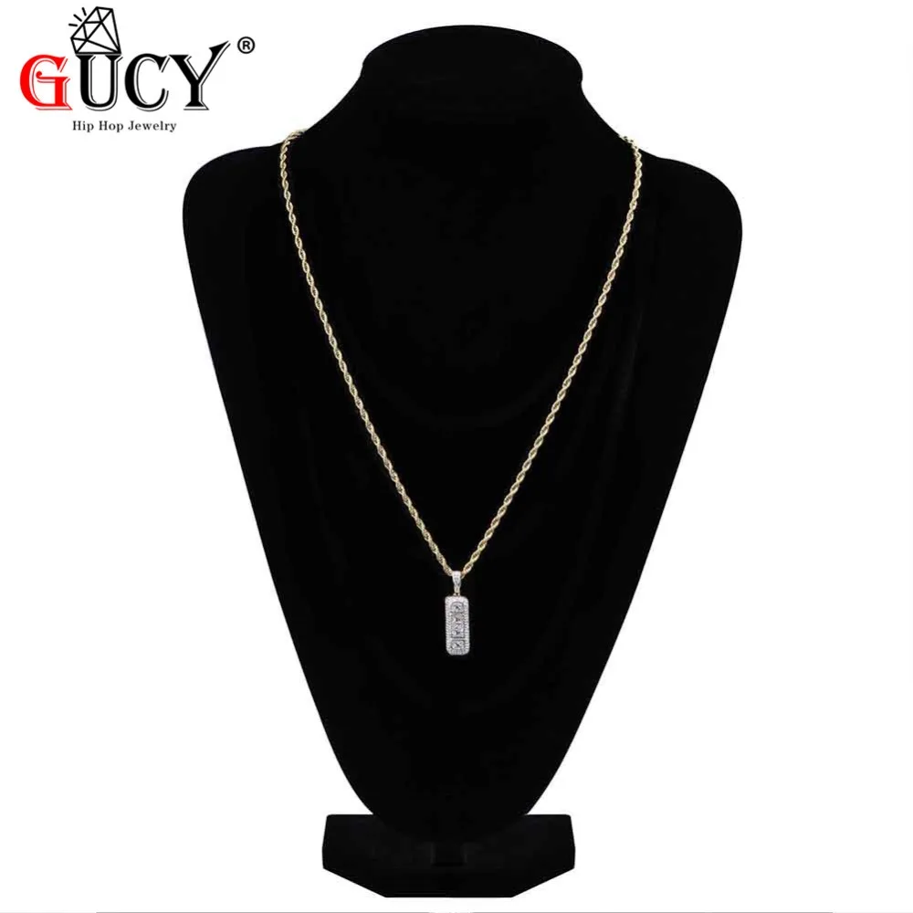 GUCY Hip Hop Xa n ax Pendant Necklace Gold Color Plated Iced Out Micro Paved CZ StonePill Pendants Charm For Men Women Gifts | Украшения и