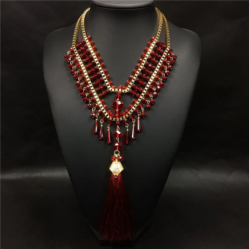 Vintage Necklaces For Women Water Drop Crystal Long Necklace Fashion Tassel Pendant Party Jewelry YaoXi | Украшения и аксессуары