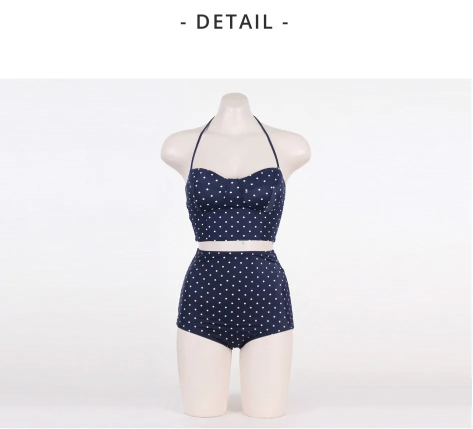 Лена Гага Высокая талия купальник лук бикини ретро точка снизу пикантные