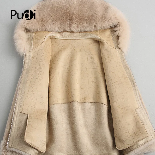 PUDI A18154, Женское зимнее пальто из натуральной шерсти, теплая куртка с натуральным лисьим мехом, пальто для девочек, Женская длинная куртка, пальто