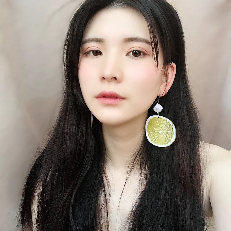 

2 Kinds Sweet Orange Shape Lemon Shape Acrylic Dangle Earrings Drop Earrings For Women