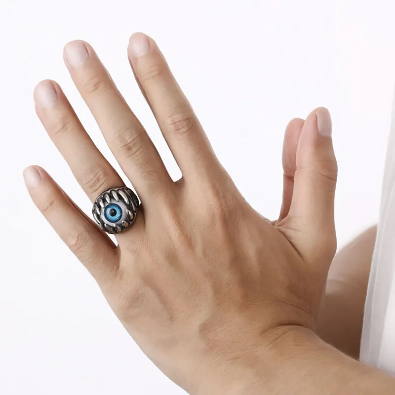 Silver Ring Eyes Men's Evil Stainless Steel Titanium Fashion Jewelry Rings 6ZHH043 | Дом и сад