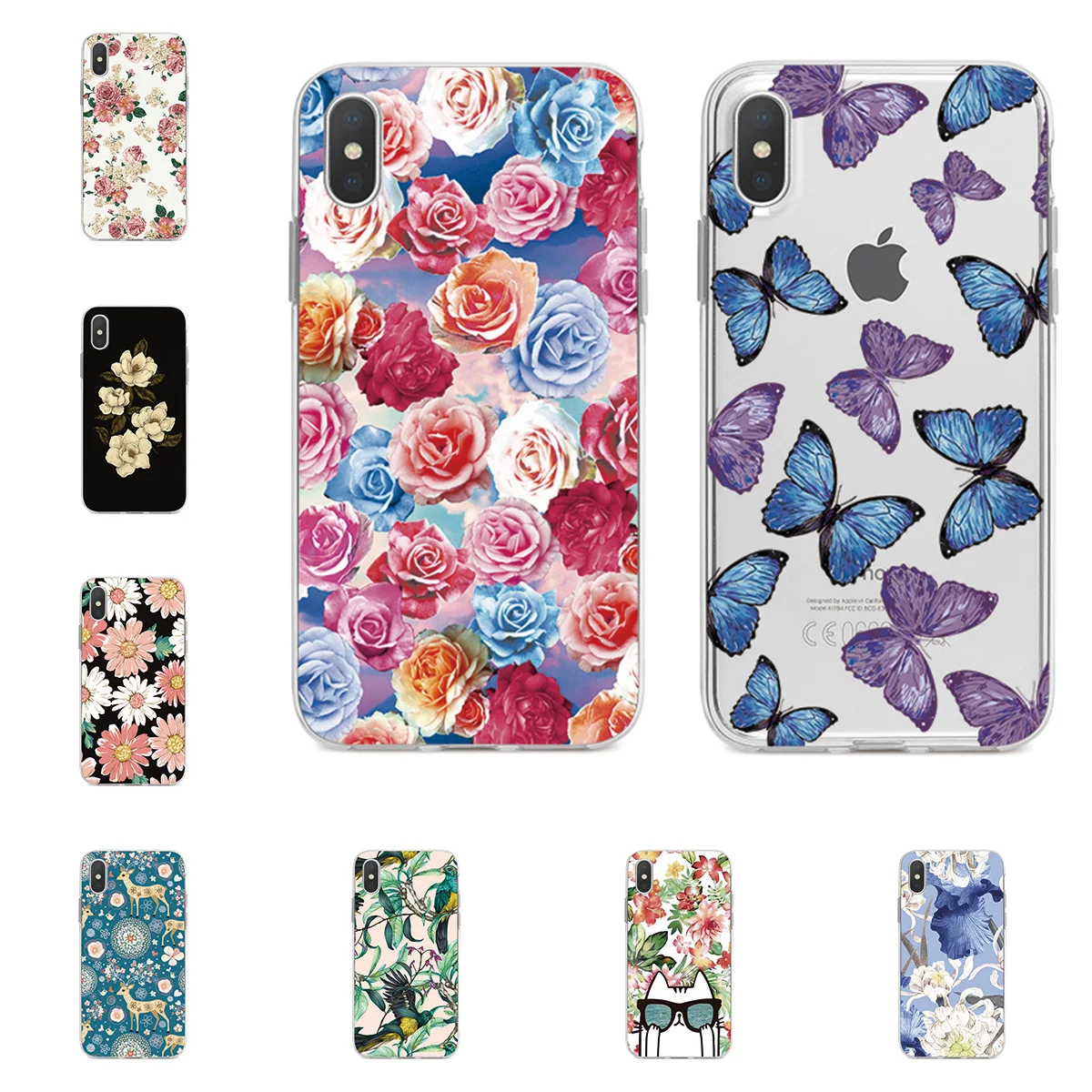 Silicone Phone Case For iPhone 6 6S 7 8 Plus X XR XS MAX 5 5S SE Cover Beautiful Flowers Pattern |