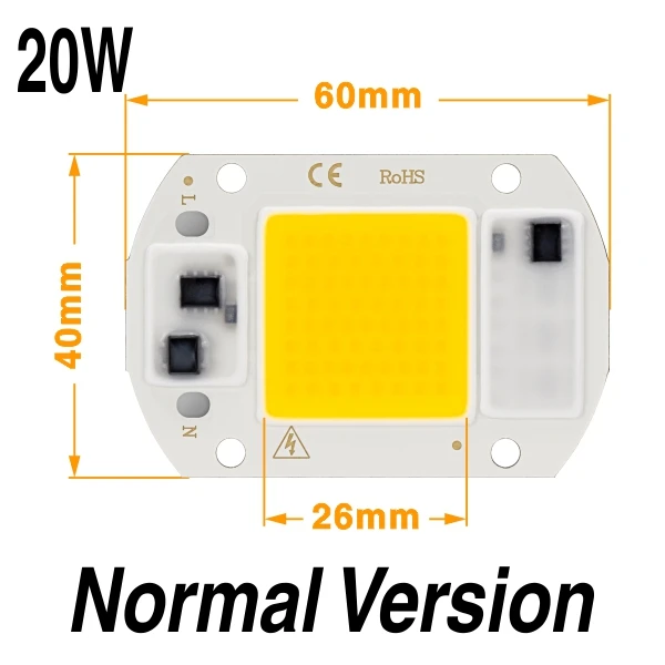 20W F6040 20 Вт 30 Вт 50 Вт Светодиодная лампа COB Чип LED Отражатель объектива 220 В Smart IC DIY для светодиодного прожектора прожектор нужен радиатор для охлаждения - Испускаемый цвет: 20W F6040