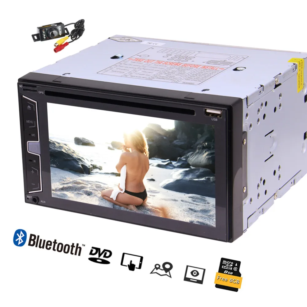Двойной 2 Din автомобильный стерео радио Bluetooth/DVD/AM/FM/USB/TF/AUX/SWC 6 дюймов емкостный