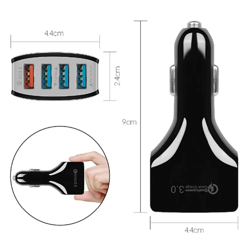 Автомобильное зарядное устройство Quick Charge 3 0 с двумя USB портами алюминиевое