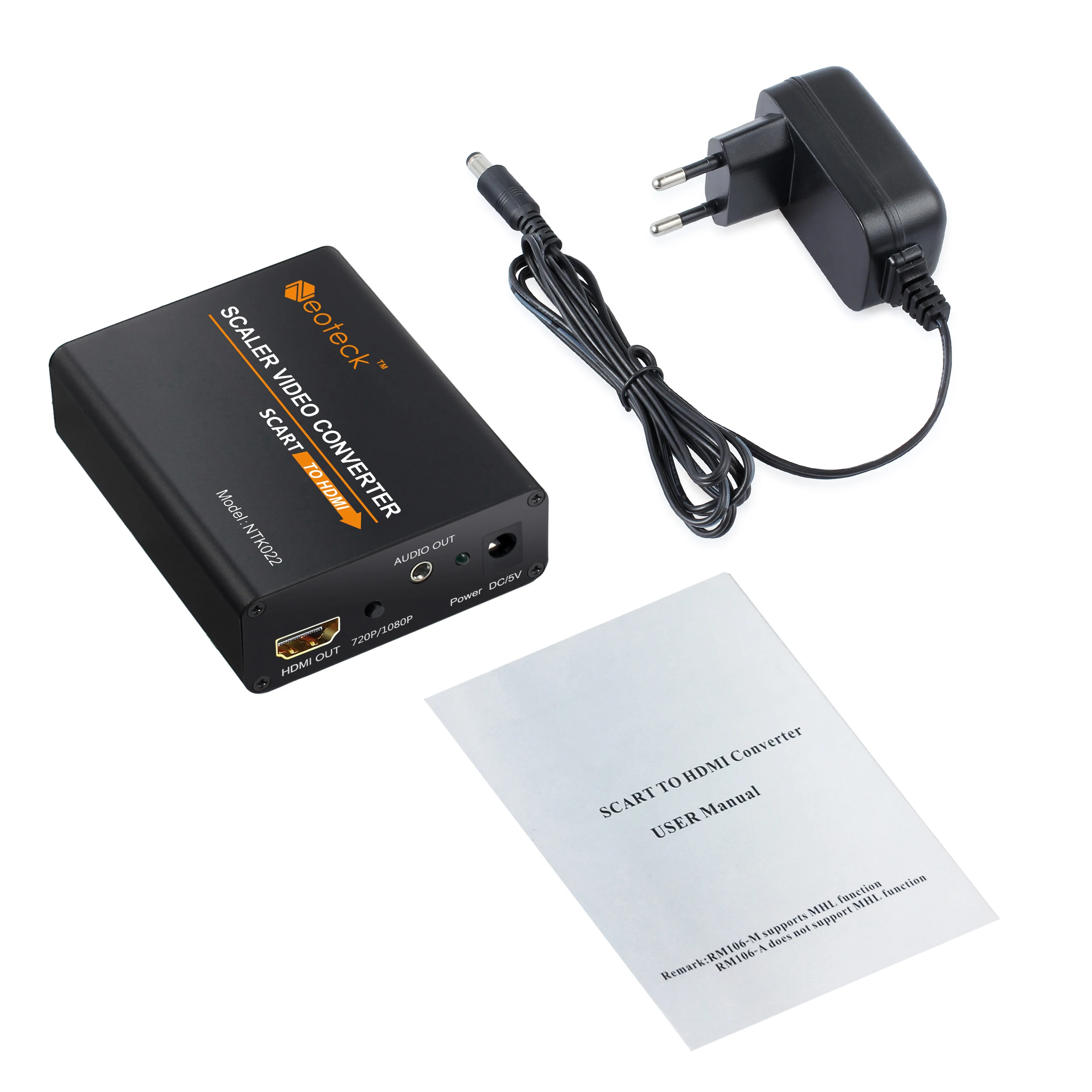 ESYNiC алюминий 1080P SCART К HDMI конвертер + 5 В/2 а Великобритания ЕС адаптер питания 3 мм
