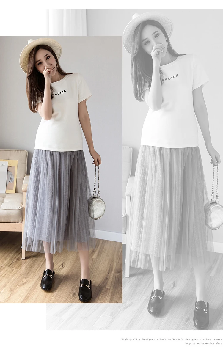 Однотонные плиссированные юбки для беременных; Одежда для беременных женщин; Одежда для беременных; сетчатая юбка с высокой талией; Gravidas Vestidos; лето