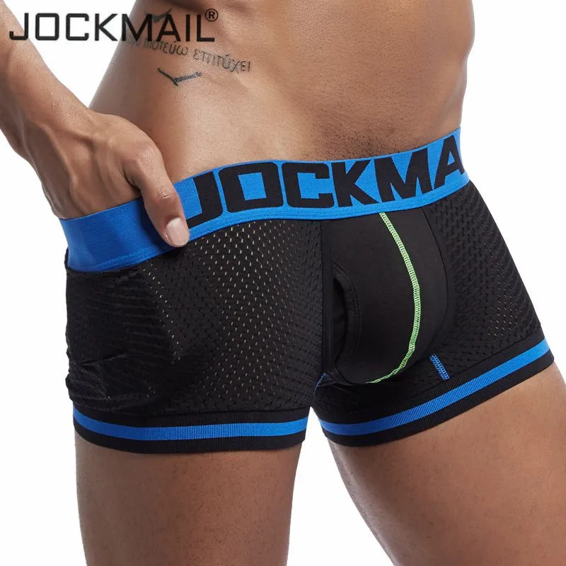 Мужские трусы боксеры JOCKMAIL сексуальные хлопковые с сеткой и u образным карманом