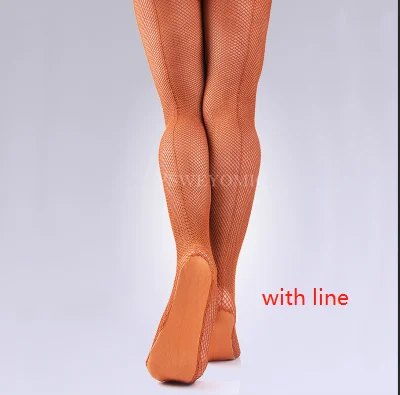 Tan With Line Профессиональные латинские колготы, Цвет: коричневый, черный, для женщин, для Бальных, латинских танцев, жесткой пряжи, эластичные носки для латины, колготки, колготки для танцев в сетку - Цвет: Tan With Line