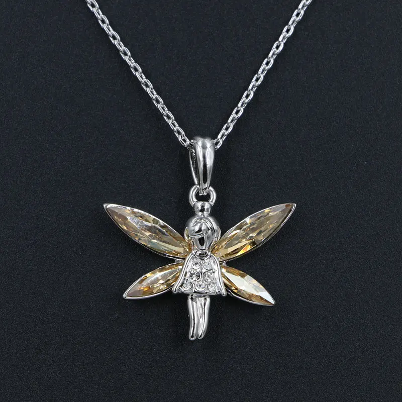 Натуральная австрийского хрусталя Крылья Ангела звено цепи бабочка фея кулон
