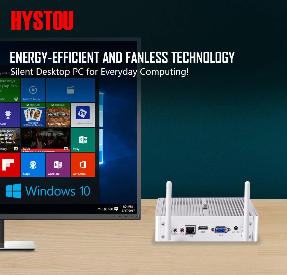 Core i5 7200U i7 5550U HYSTOU Мини ПК Windows 10 HDMI VGA двойной дисплей порт мини HTPC мини компьютер Linux i3 7100U 4K ТВ коробка ПК
