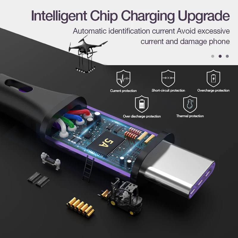 Зарядный кабель posugear USB C type line 5A для Huawei P20 Lite Pro Samsung S9 8 plus note 9|Кабели мобильных