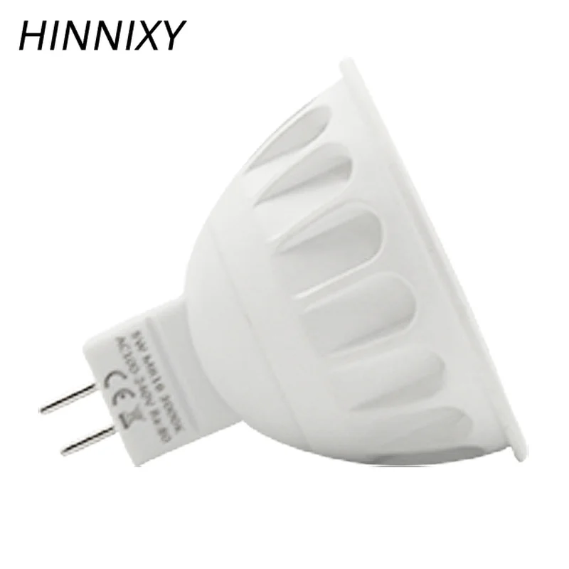 Hinnixy 6 шт./лот Светодиодная лампа MR16 GU5.3 5 Вт 12 В/100 240 в 3000 К/6000 К белый корпус из ПК JCDR