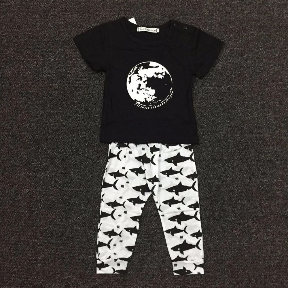 Комплект одежды для новорожденных девочек и мальчиков футболка с коротким