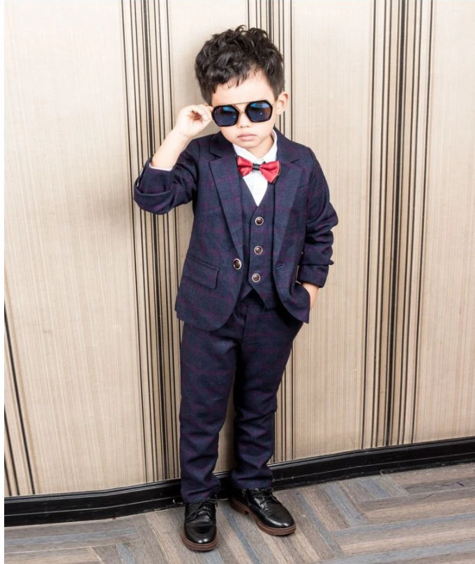 Свадебный костюм для мальчиков с цветочным принтом куртка жилет штаны школьная