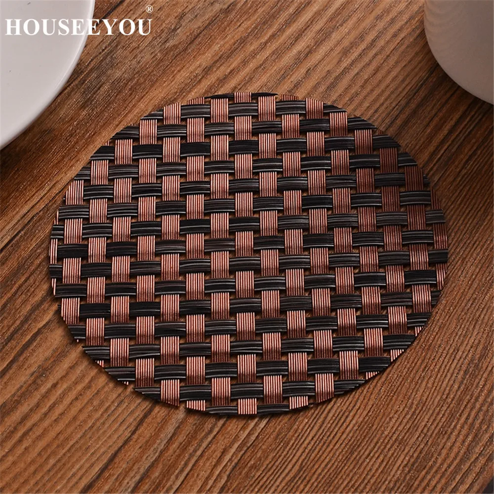 HOUSEEYOU диаметр 11 5 см круглые плетеные ПВХ чашки колодки кружка миска столовые