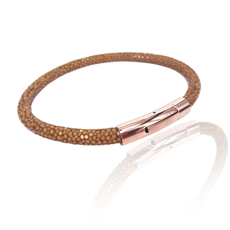 Роскошные браслеты из нержавеющей стали коричневый браслет кожи ската|bracelets