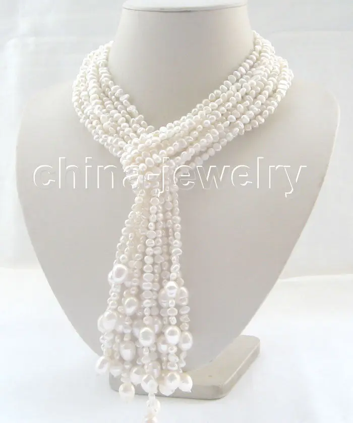 fast Wholesale 5pieces 45&quot 4-5-8-10mm white freshwater pearl necklace AAA | Украшения и аксессуары
