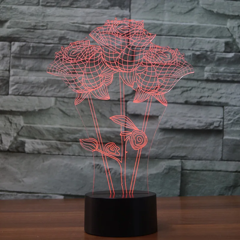 Ночной светильник Fule с пересечением границ на День святого Валентина роза