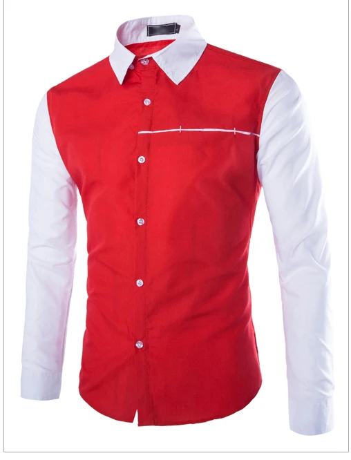 New Arrival! 2015 Autumn fashion hit color patchwork men's shirts Casual style long sleeved shirt Slim fit men 9169|shirt slim|shirts urbanshirt