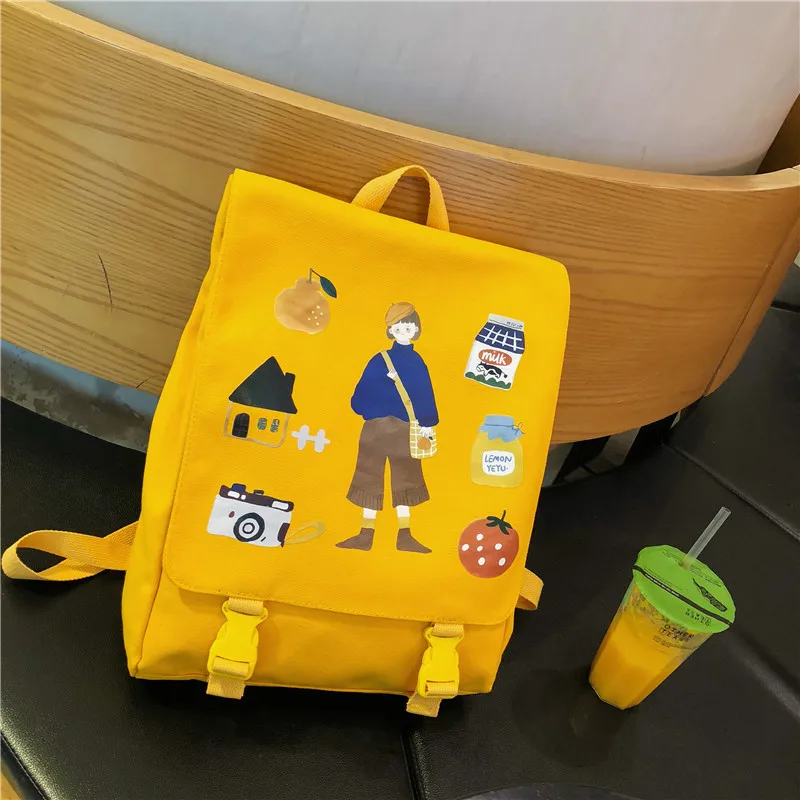 Женский холщовый школьный рюкзак для подростков Mochilas Bookbag модный школьный рюкзак для девочек черная школьная сумка