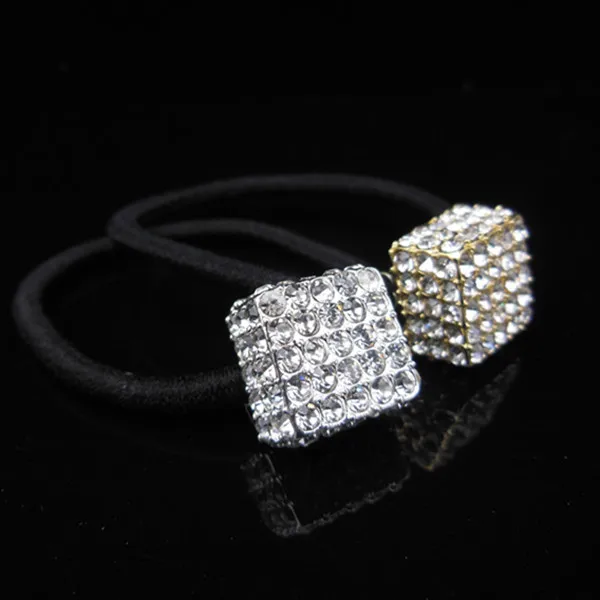 

3 Pcs New Crystal Rhinestone Hair Band Rope Gold Silver Elastic Ponytail Holder