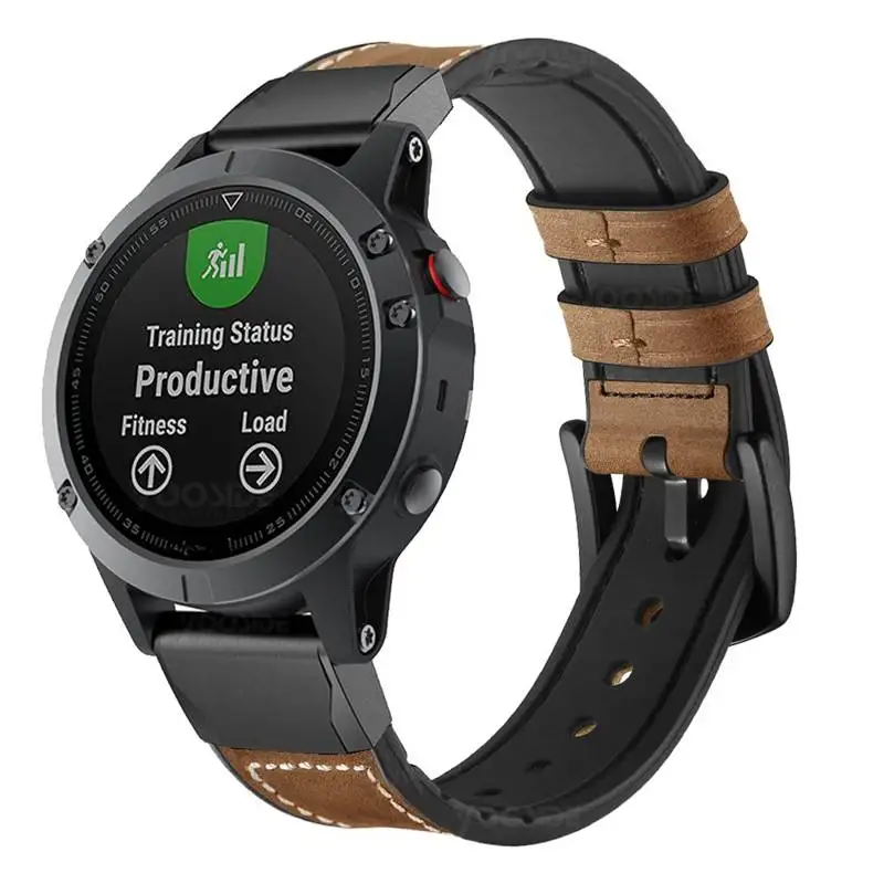 Fenix 6X браслет Quick Fit 26 мм/22 мм Натуральная кожа Гибридный Силиконовый ремешок для часов Garmin Fenix 5 Plus/Fenix 5X/3/3 HR