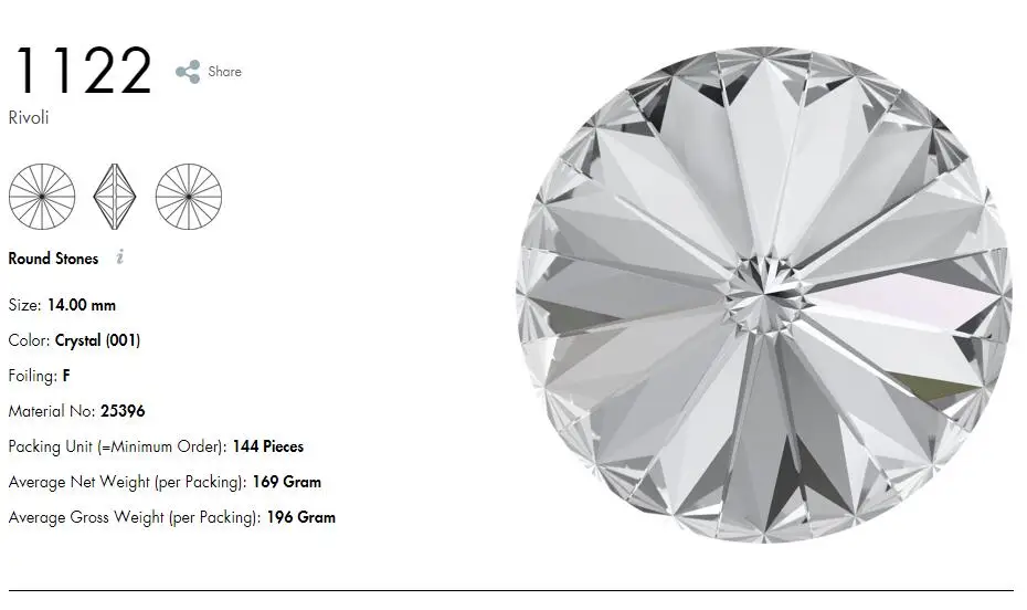 1 шт.) с украшением в виде кристаллов от Swarovski 1122 круглые Rivoli камня(без отверстия) фольгированная Австрия Стразы для бижутерии, материал для рукоделия