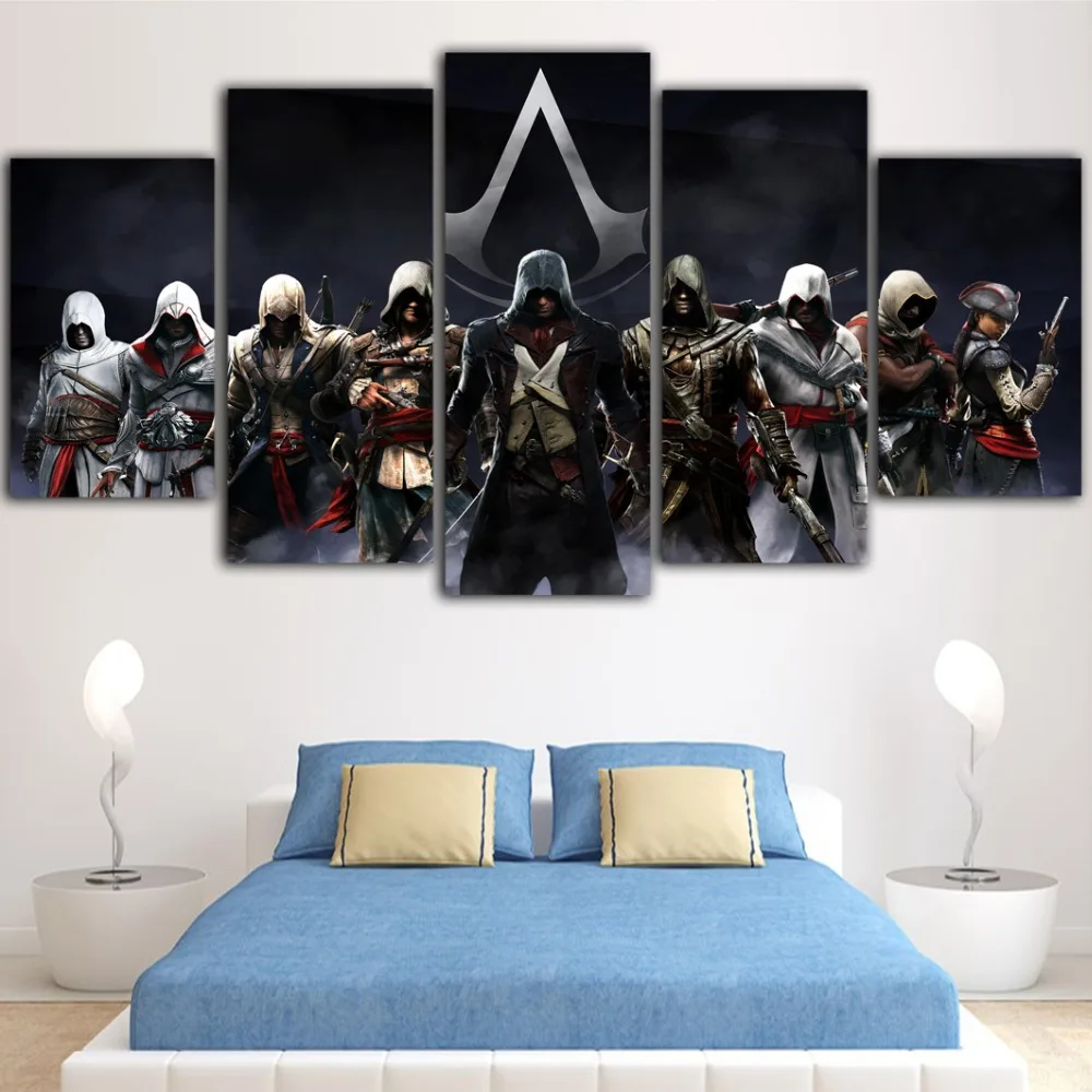 5 шт. холст печать скандинавский домашний декор Assassins Creed плакаты Искусство Холст