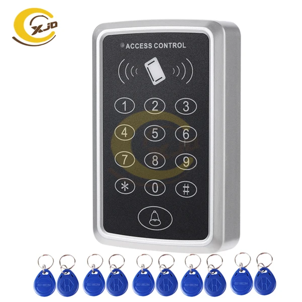 Keypad with 10 tags XJQ 1000 карты емкость 125 кГц Одиночная RFID карта Близость входной дверной замок система контроля доступа с 10 ключами RFID брелоки - Цвет: Keypad with 10 tags